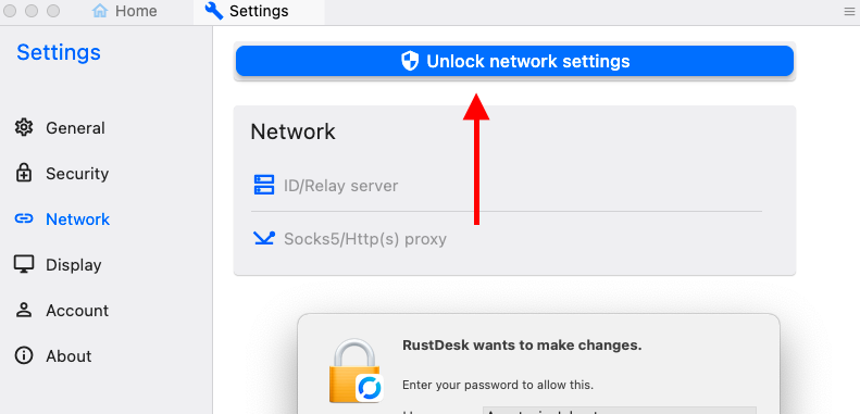 Unlock Network Settings